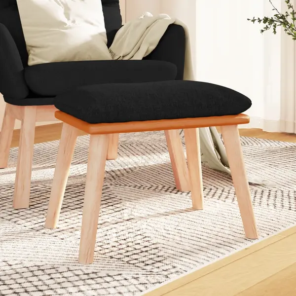 Gossi taburet, negru, 45x29,5x35 cm, textil & piele ecologica