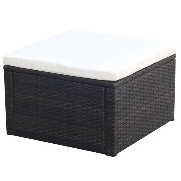 Gossi taburet otoman din poliratan, 53 x 53 x 30 cm, negru