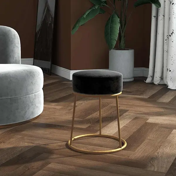 Gossi taburet rotund, negru, catifea