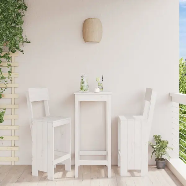 Gossi taburete de bar, 2 buc., alb, 40x48,5x115,5 cm, lemn masiv pin