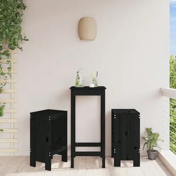 Gossi taburete de bar, 2 buc., negru, 40x36x75 cm, lemn masiv de pin