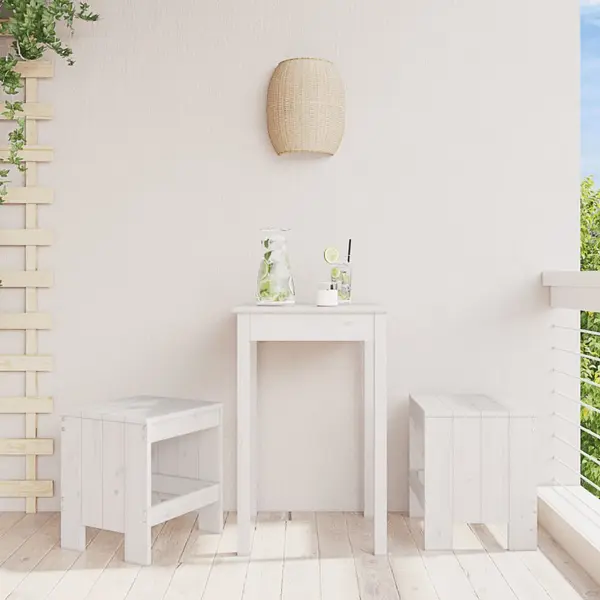 Gossi taburete de gradina, 2 buc., alb, 40x36x45 cm, lemn masiv pin