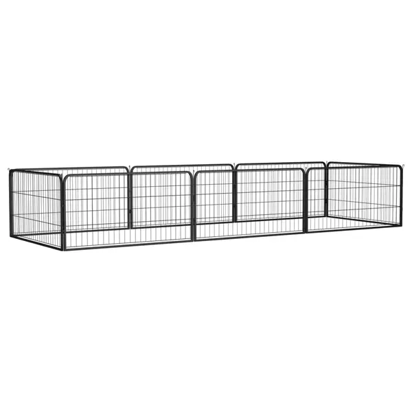 Gossi tarc caini 8 panouri negru 100x50 cm, otel vopsit electrostatic