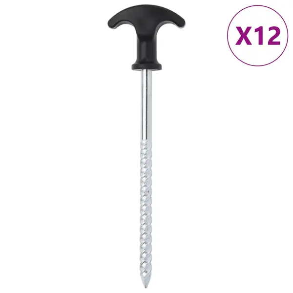 Gossi tarusi de cort, 12 buc., 17 cm, Ø7 mm, otel galvanizat