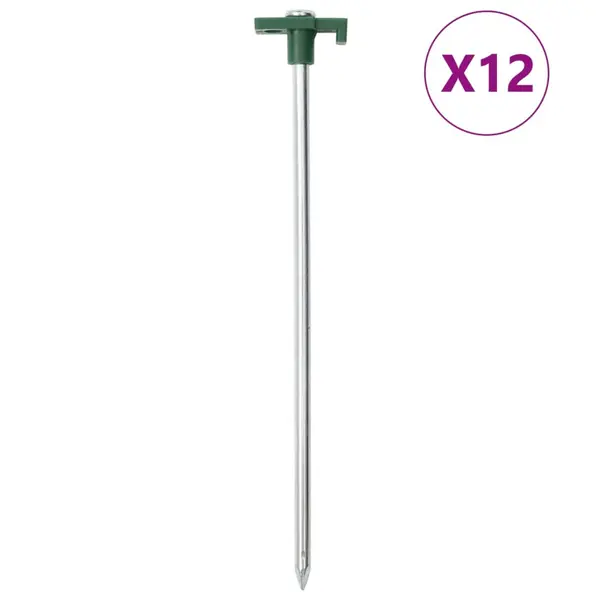 Gossi tarusi de cort, 12 buc., 25 cm, 7 mm, otel galvanizat si pp