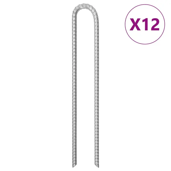 Gossi tarusi de cort, 12 buc., 41,5 cm, Ø12 mm, otel galvanizat