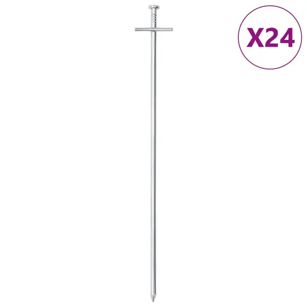 Gossi tarusi de cort, 24 buc., 29,5 cm, Ø6 mm, otel galvanizat