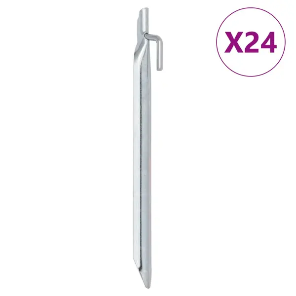 Gossi tarusi de cort 24 buc., forma v, 24 cm, Ø20 mm, otel galvanizat