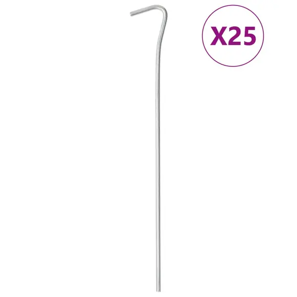Gossi tarusi de cort, 25 buc., 23 cm, Ø4 mm, otel galvanizat