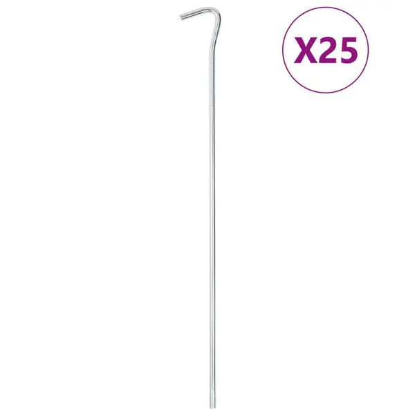 Gossi tarusi de cort, 25 buc., 30 cm, Ø7 mm, otel galvanizat