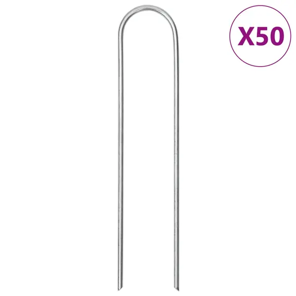 Gossi tarusi de pamant in forma de u 50 buc. 15x3,5cm otel galvanizat