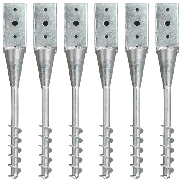 Gossi tarusi de sol, 6 buc., argintiu, 7x7x56 cm, otel galvanizat