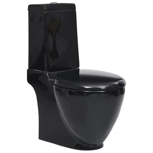Gossi toaleta, negru, ceramica, flux de apa in spate
