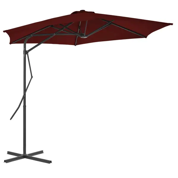 Gossi umbrela de exterior cu stalp din otel, bordo, 300x230 cm