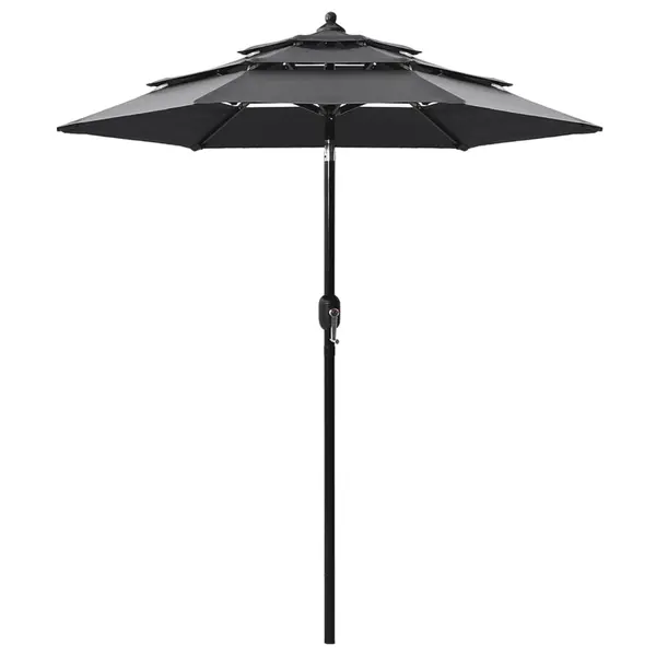 Gossi umbrela de gradina 3 niveluri, stalp aluminiu, antracit, 2 m