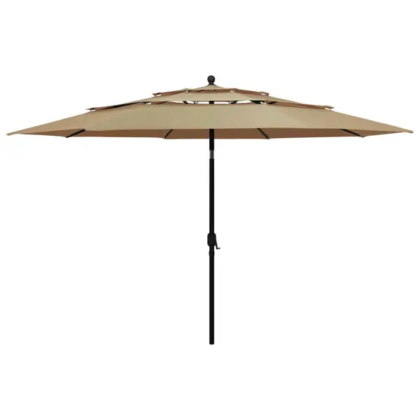 Gossi umbrela de gradina 3 niveluri, stalp aluminiu, gri taupe, 3,5 m