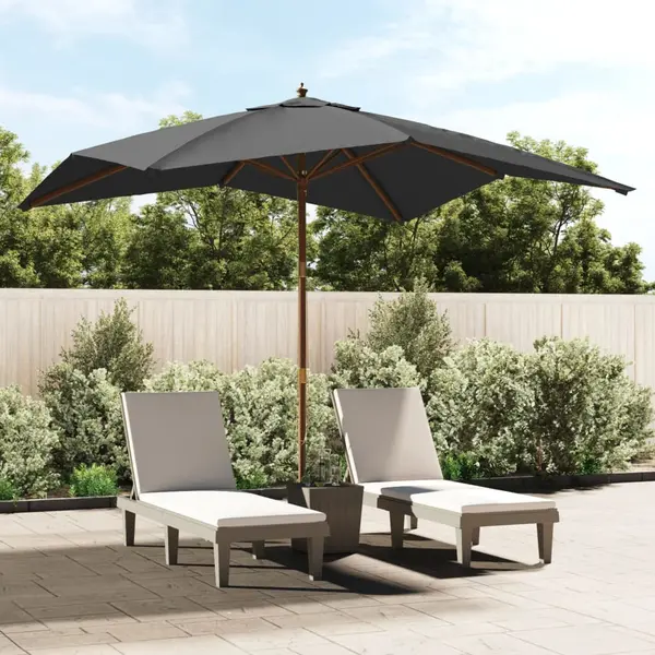 Gossi umbrela de gradina stalp din lemn, antracit, 300x300x273 cm