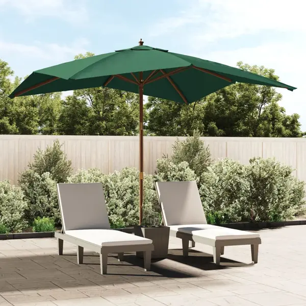 Gossi umbrela de gradina stalp din lemn, verde, 300x300x273 cm