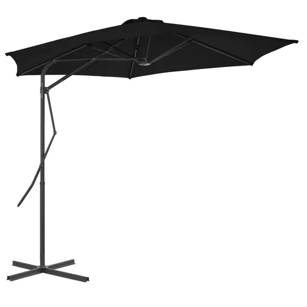 Gossi umbrela de gradina, stalp din otel, negru, 300x230 cm