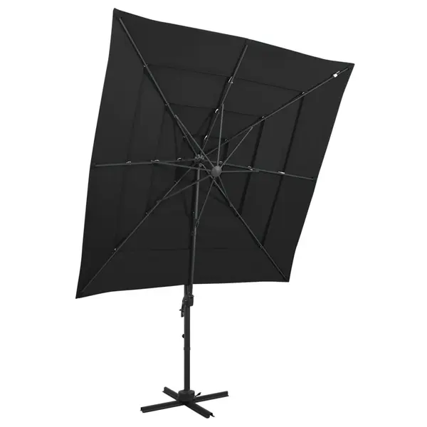 Gossi umbrela de soare 4 niveluri, stalp aluminiu, negru, 250x250 cm