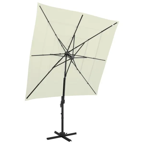 Gossi umbrela de soare 4 niveluri, stalp aluminiu, nisipiu 250x250 cm