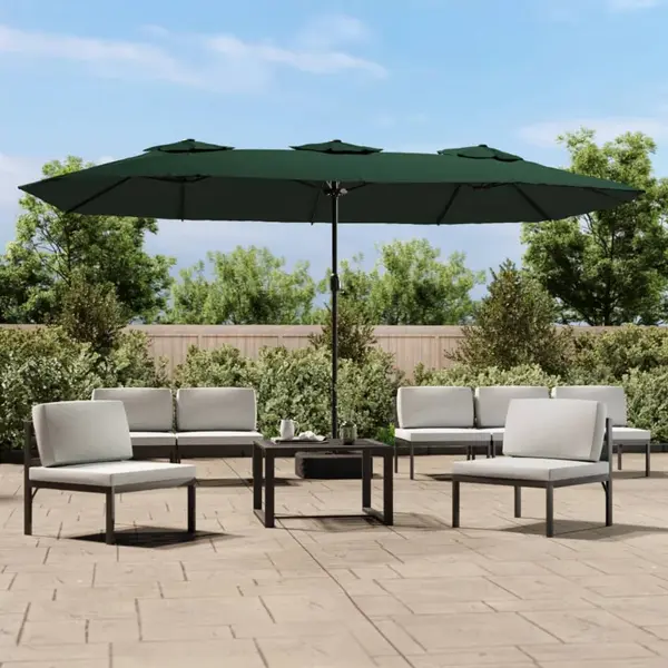 Gossi umbrela de soare cu doua capete, verde, 449x245 cm