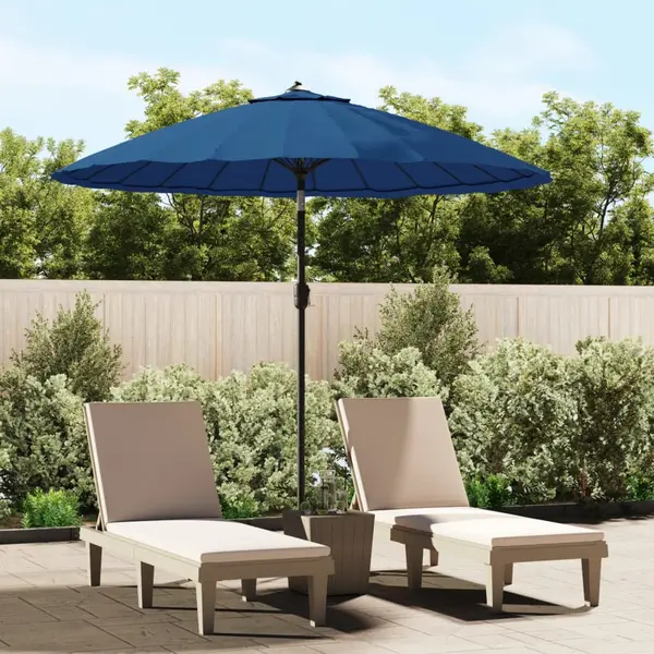 Gossi umbrela de soare de exterior, stalp aluminiu, azuriu, 270 cm