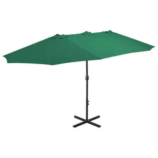 Gossi umbrela de soare de exterior, stalp aluminiu, verde, 460x270 cm