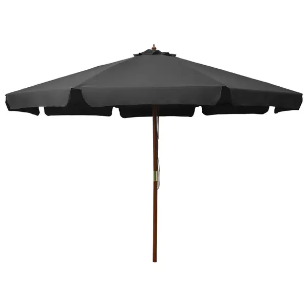 Gossi umbrela de soare de exterior, stalp din lemn, antracit, 330 cm