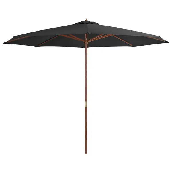 Gossi umbrela de soare de exterior, stalp din lemn, antracit, 350 cm