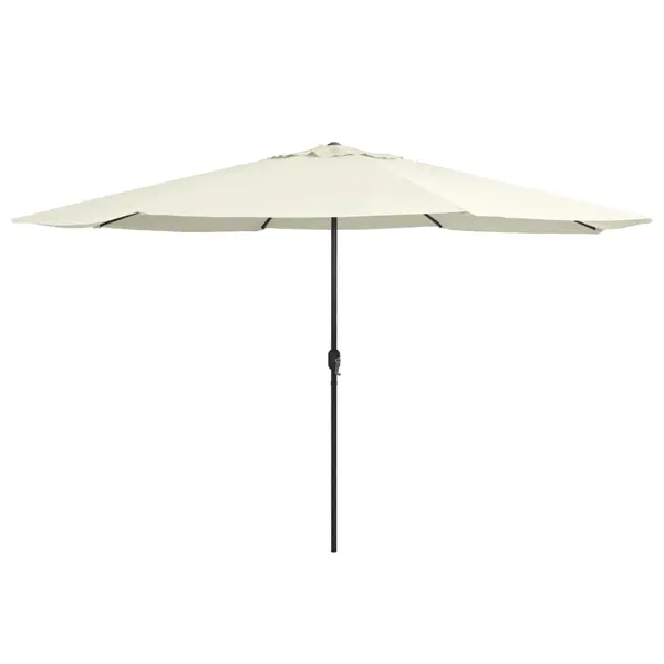 Gossi umbrela de soare de exterior, stalp metalic, alb nisipiu 390 cm