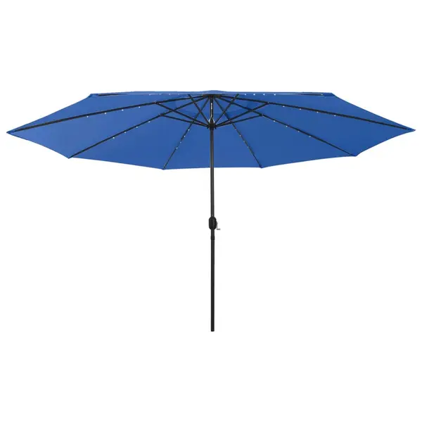 Gossi umbrela de soare de gradina cu led-uri, albastru azuriu, 400 cm