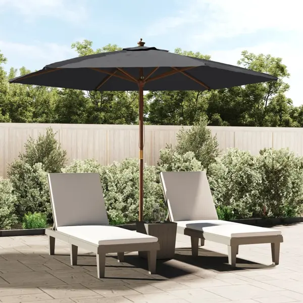 Gossi umbrela de soare de gradina stalp din lemn, negru, 299x240 cm