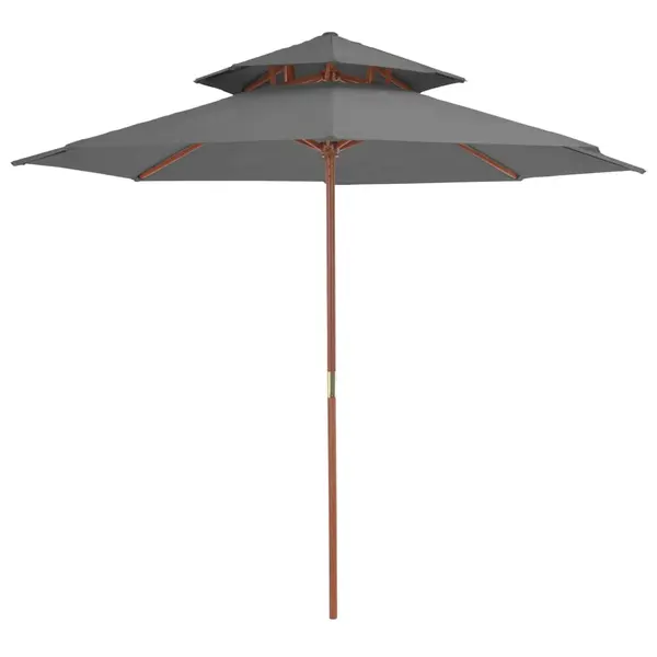 Gossi umbrela de soare dubla, stalp din lemn, 270 cm, antracit