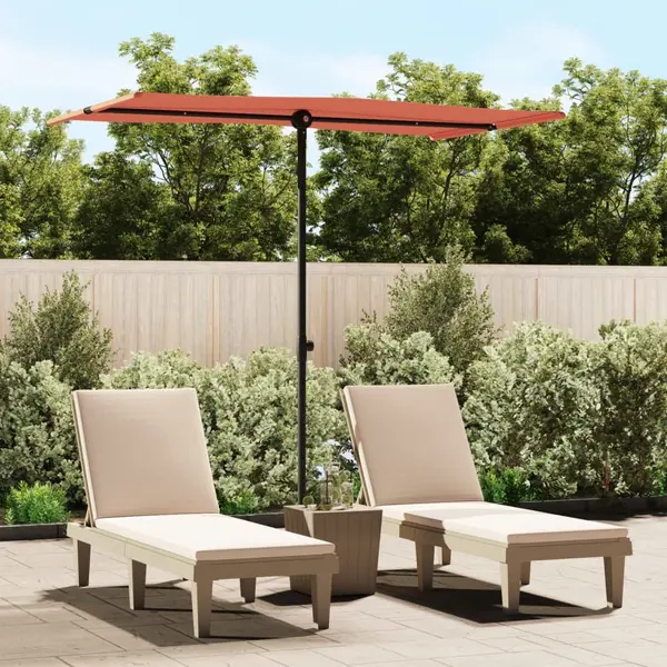 Gossi umbrela de soare exterior cu stalp aluminiu caramiziu 180x110cm