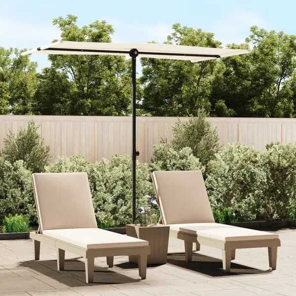 Gossi umbrela de soare exterior stalp aluminiu alb nisipiu 180x110 cm