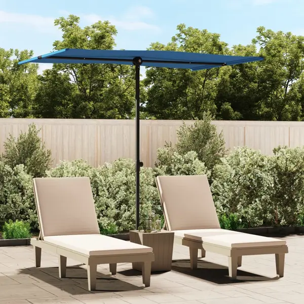 Gossi umbrela de soare exterior, stalp aluminiu, azuriu, 2 x 1,5 m