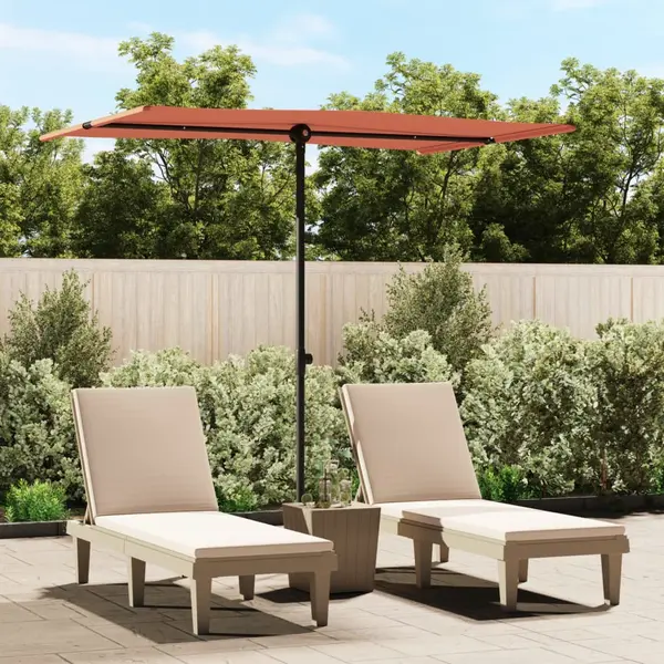 Gossi umbrela de soare exterior, stalp aluminiu, caramiziu, 2x1,5 cm