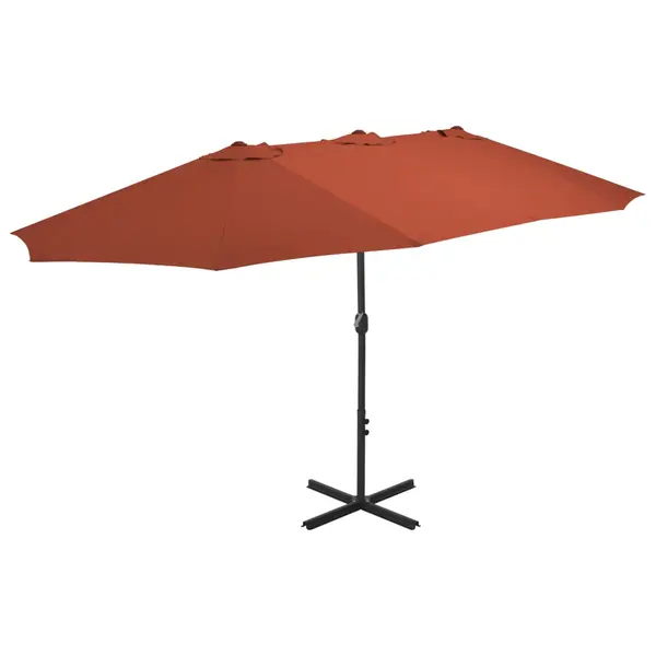 Gossi umbrela de soare exterior stalp aluminiu, caramiziu, 460x270 cm