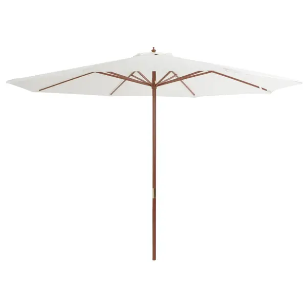 Gossi umbrela de soare exterior, stalp din lemn, alb nisipiu, 350 cm