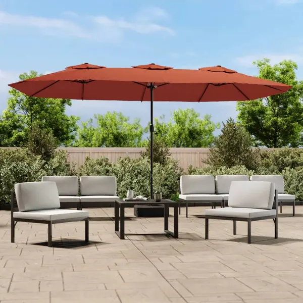 Gossi umbrela de soare gradina cu doua capete, caramiziu, 449x245 cm