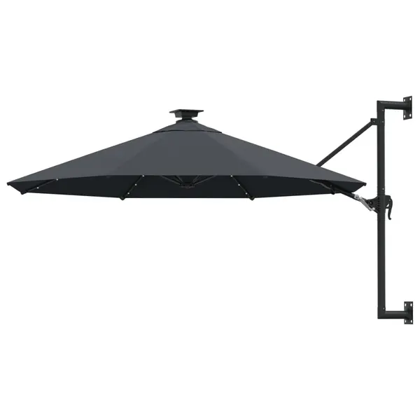 Gossi umbrela de soare montata pe perete cu led-uri, antracit, 300 cm