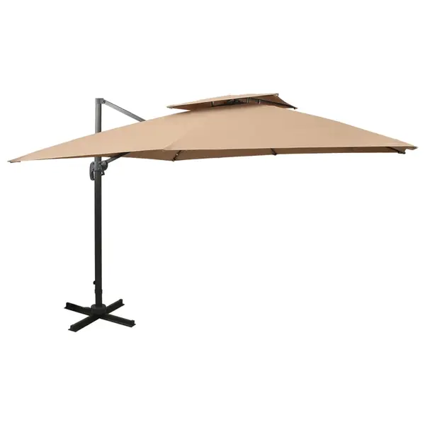 Gossi umbrela in consola cu invelis dublu, taupe, 300x300 cm