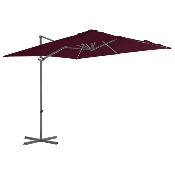 Gossi umbrela in consola cu stalp din otel, rosu bordo, 250x250 cm