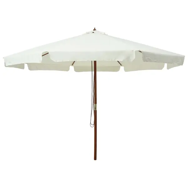 Gossi umbrela soare de exterior, stalp din lemn, alb nisipiu, 330 cm