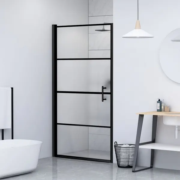 Gossi usa de dus, 100x178 cm, negru, sticla securizata semi-mata