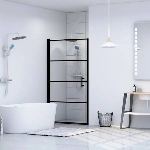 Gossi usa de dus, negru, 91 x 195 cm, sticla securizata