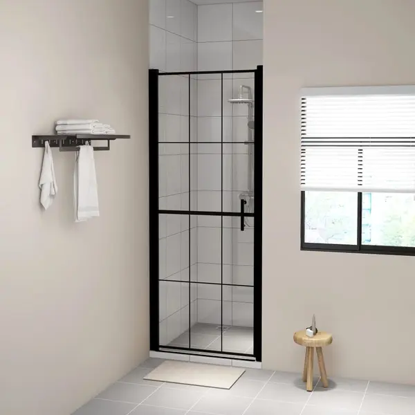 Gossi usa de dus, negru, 91 x 195 cm, sticla securizata