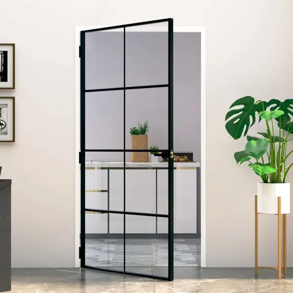 Gossi usa de interior negru 102x201,5cm sticla securiz./aluminiu slim