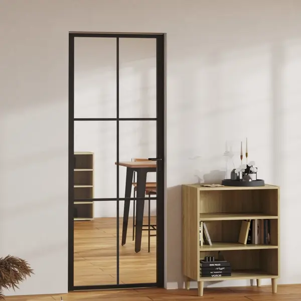 Gossi usa de interior, negru, 76x201,5 cm, sticla esg si aluminiu